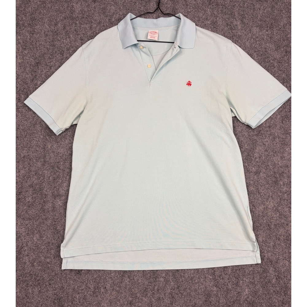 Brooks Brothers Mens Performance Polo Shirt Light Blue Original Fit Cotton L
